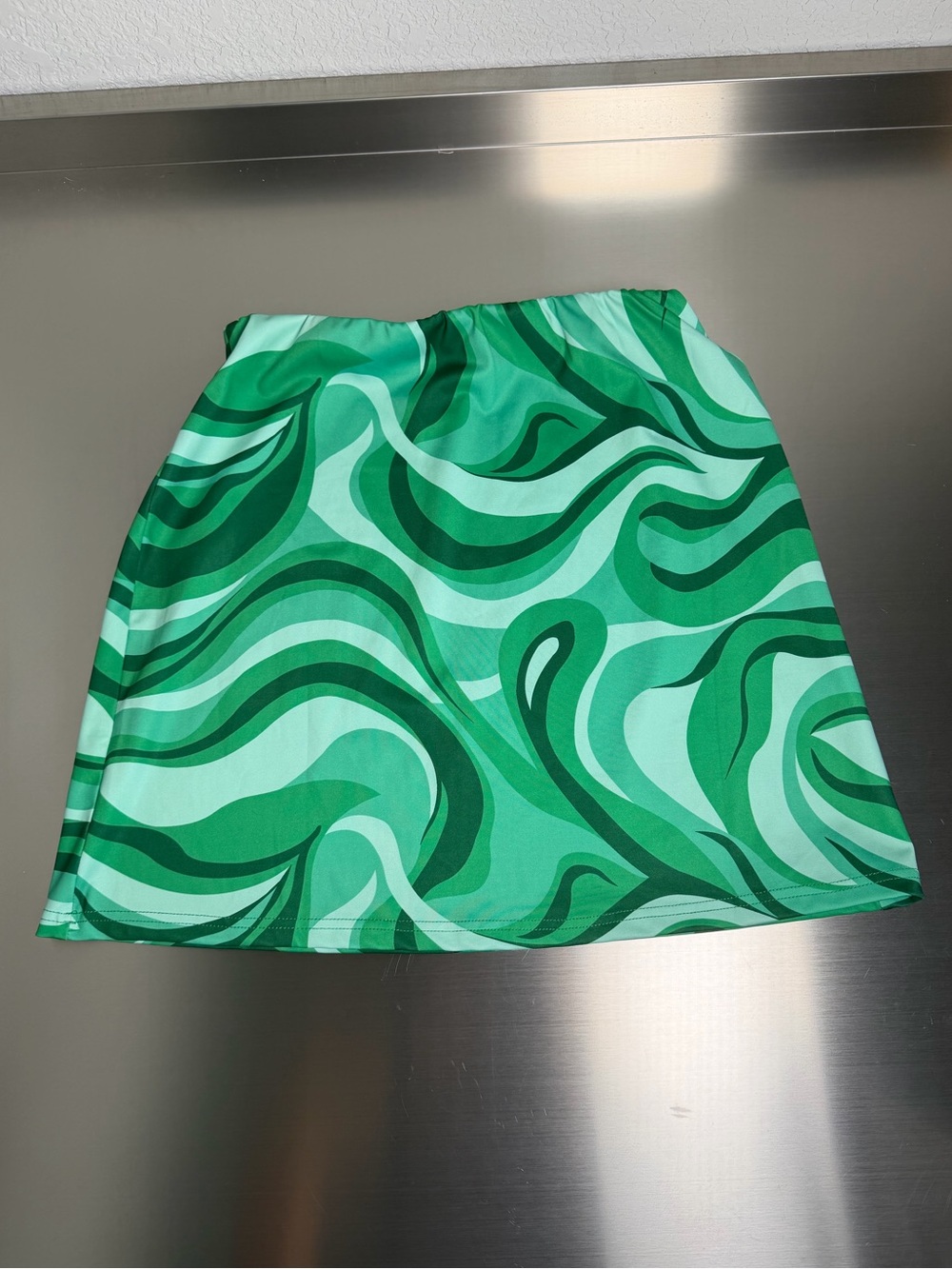 Princess Polly Green Swirl A-Line Mini Skirt